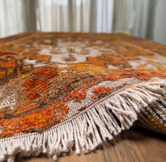 Close up of a beautiful Antique Konya Wool Rug