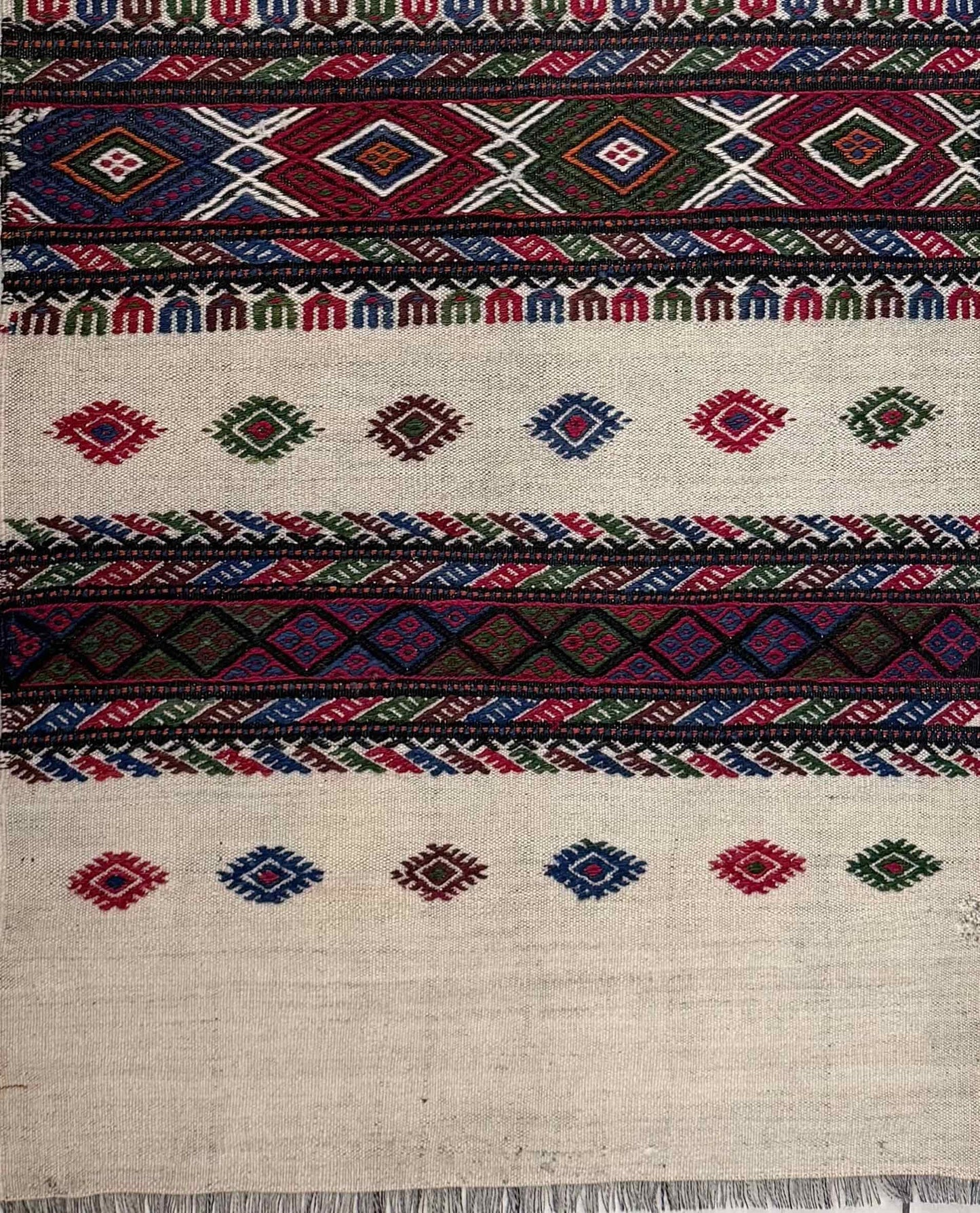 Traditional patterned Anatolian rug with geometric design