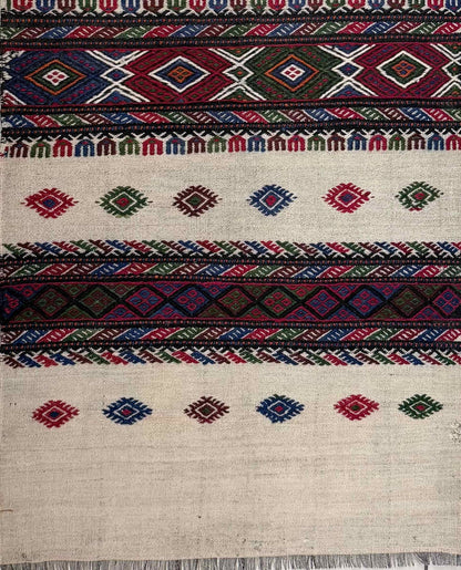 Traditional patterned Anatolian rug with geometric design