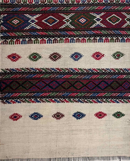 Traditional patterned Anatolian rug with geometric design