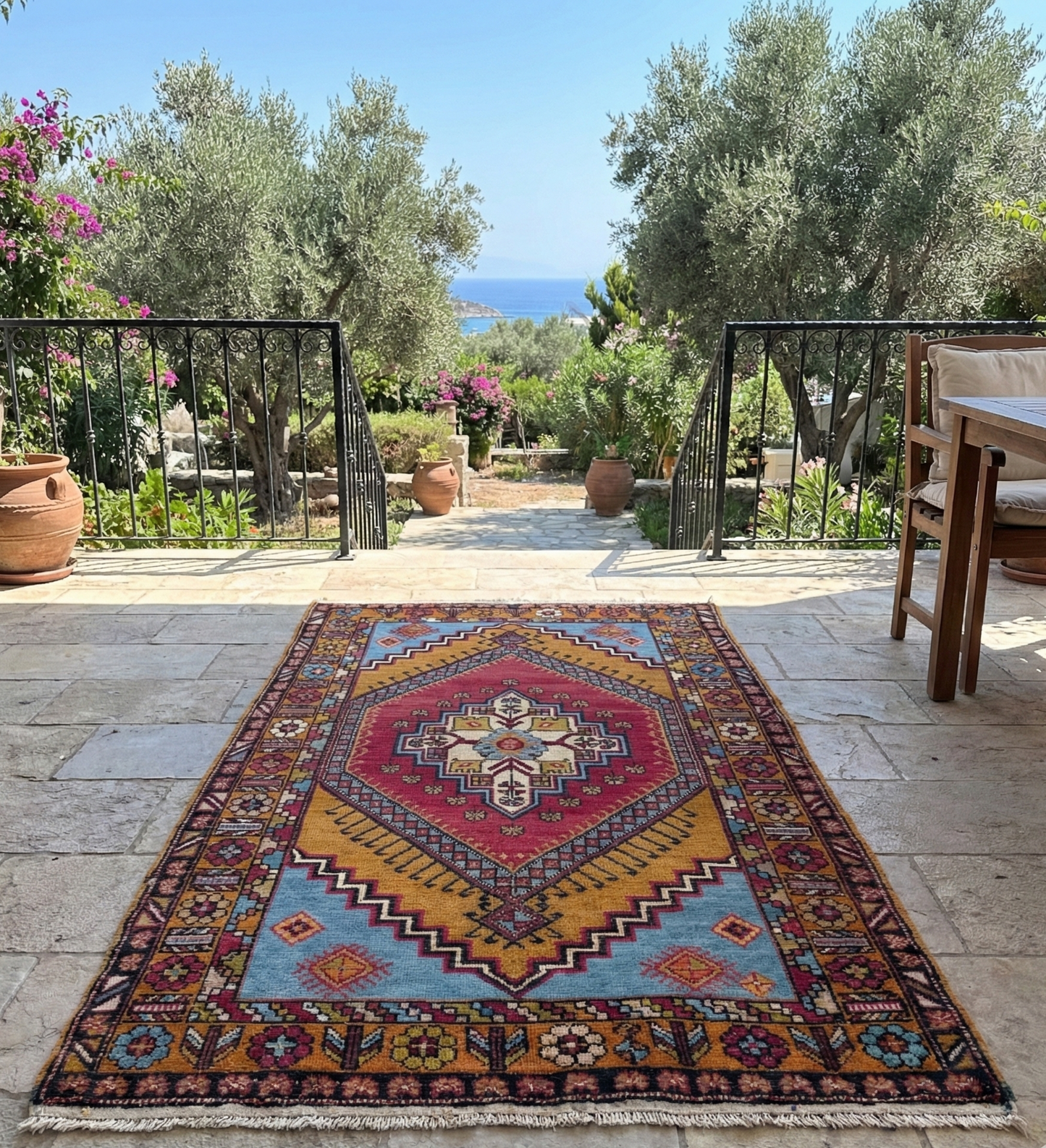 Äkta handknuten matta i 100% ekologisk ull, färgad med naturliga växtfärger. Unik anatolisk kvalitet för ditt hem